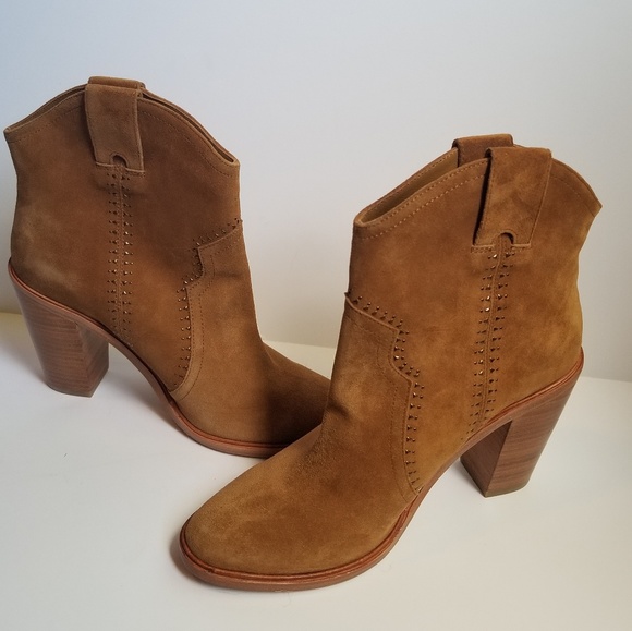 Joie Shoes - NEW Joie Monte Studded Western Suede Booties Brown